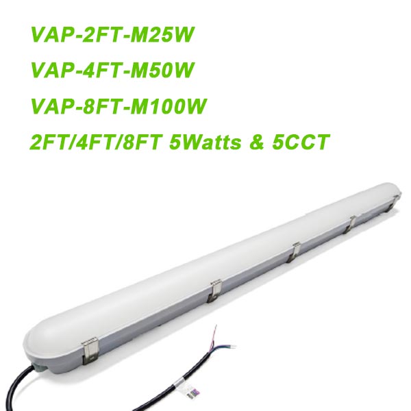 2ft 4ft 8ft Led Vapor Light Wattage & CCT Selectable 25W to 100W